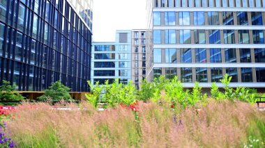 Varşova, Polonya. 18 Haziran 2022. Browary Warszawskie herkes için güzel ve dost canlısı bir yerdir. Burada konut binaları, ofis binaları ve şehir meydanları var. Şehrin yeni sembolü..