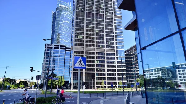 Warsaw Poland July 2022 Roundabout Daszynski Skyscrapers Financial District Downtown — Stock fotografie