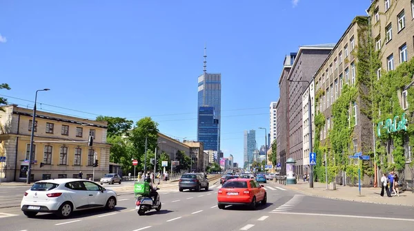 Warsaw Poland July 2022 Road Traffic City Public Utility Buildings — Stock Photo, Image