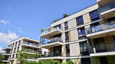 Modern apartman cephesi, yeni apartmanlar dış görünüş..