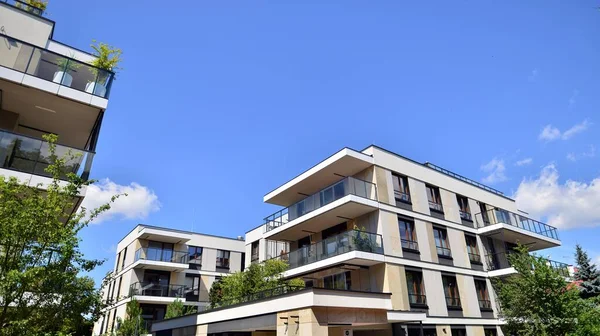 Modern apartment building facade, new apartment buildings exterior.