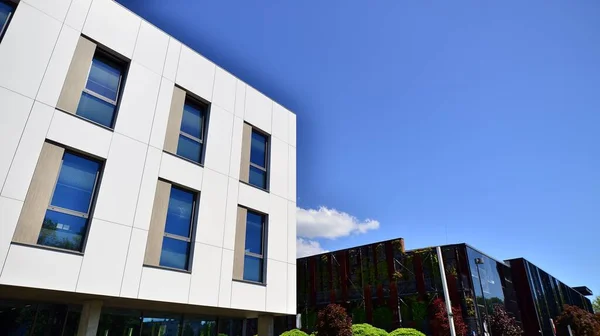 Office Building White Aluminum Composite Panels Facade Wall Made Glass — 图库照片