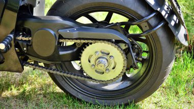 Warsaw, Poland. 19 July 2022. Details of the Junak M15 motorcycle is a mixture of classics and modern forms. Another name is Leonart Pilder.
