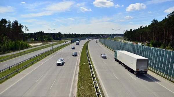 Warsaw Poland August 2022 View Cars Expressway Southern Bypass Warsaw — Zdjęcie stockowe