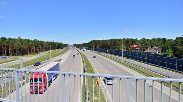 Warsaw Poland August 2022 View Cars Expressway Southern Bypass Warsaw — Foto de Stock