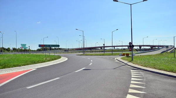 Gorazka Poland August 2022 Roundabout Access Road Southern Warsaw Bypass — Stok fotoğraf