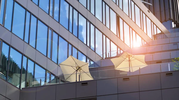 Architecture Details Modern Glass Building Facade Sunny Day Business Background — Photo