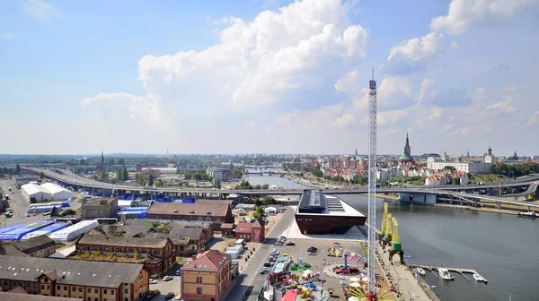 Szczecin Poland August 2022 Aerial View Szczecin City Port Odra — Stock fotografie