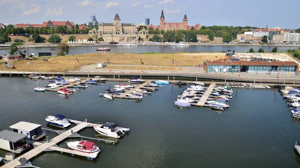Szczecin Poland August 2022 Aerial View Szczecin City Port Odra — Photo