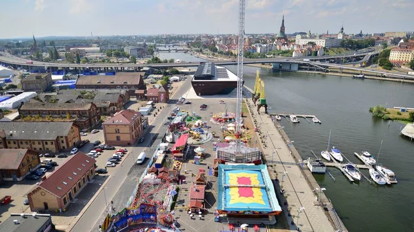Szczecin Poland August 2022 Aerial View Szczecin City Port Odra — Stockfoto