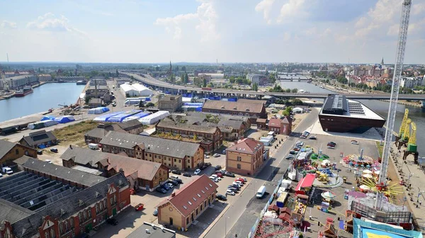 Szczecin Poland August 2022 Aerial View Szczecin City Port Odra — Fotografia de Stock