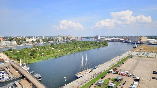 Szczecin Poland August 2022 Aerial View Szczecin City Port Odra — Photo