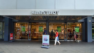Berlin, Germany. 16 August 2022. Street level view of  Karstadt storefront in Berlin.