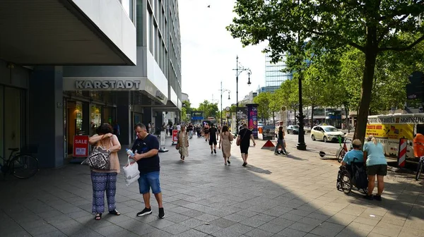 Berlin, Germany. 16 August 2022. A bustling city, a street of a great metropolis.The luxury shopping area called Kurfrstendamm in west Berlin.