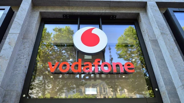 Berlin, Germany. 16 August 2022. Sign Vodafone. Company signboard Vodafone.