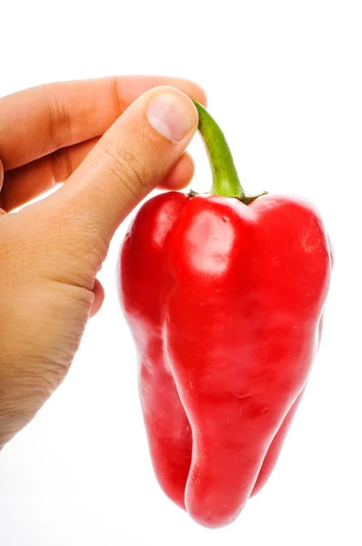 Hand with big red pepper — Stock Photo, Image