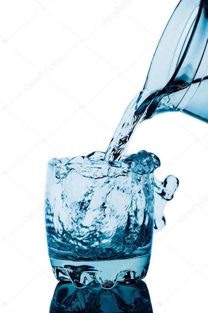 Decanter and glass with water splashes — Stock Photo © nickvelichko 16221903