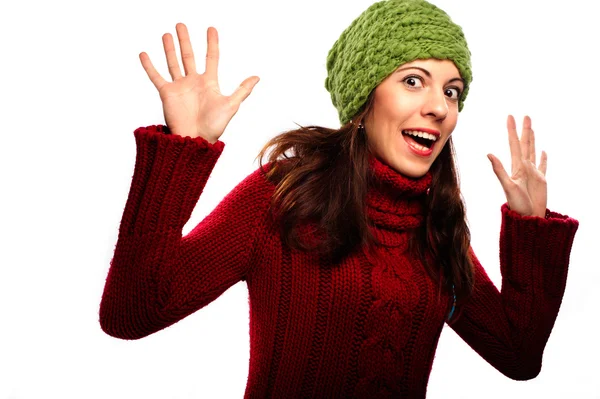 Smiling girl in winter style — Stock Photo, Image