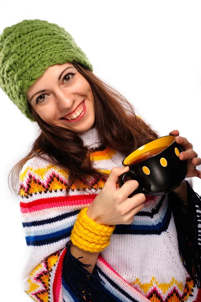 Smiling girl in winter style — Stock Photo, Image