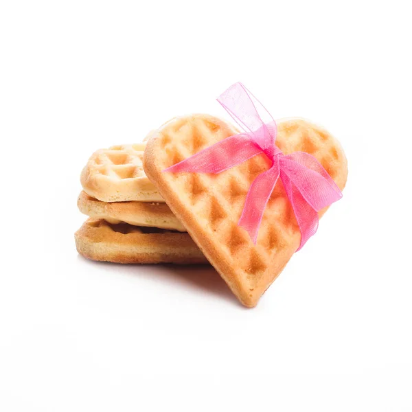 Stack of heart shaped waffles — Stock Photo, Image