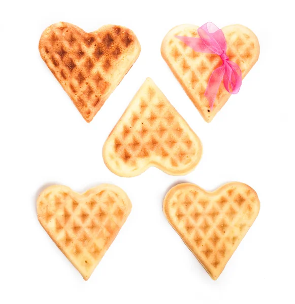 Five heart shaped waffles — Stock Photo, Image