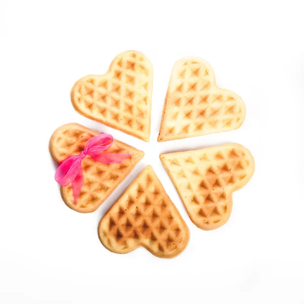 Five heart shaped waffles — Stock Photo, Image