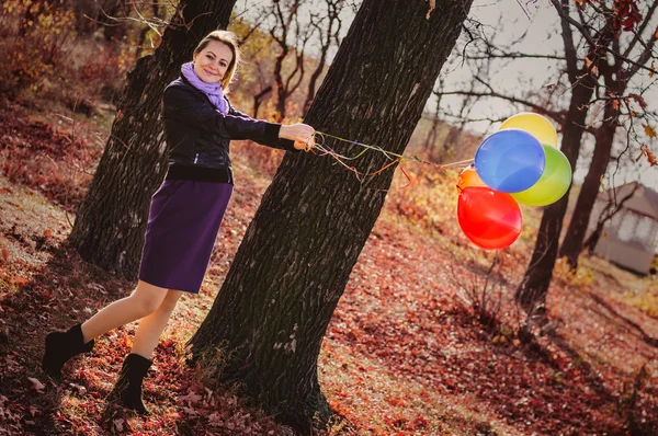 Chica con globos — Foto de Stock