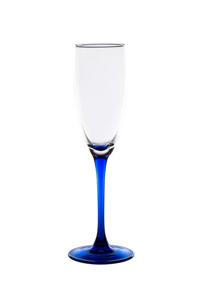 Copo de vinho vazio com haste azul — Fotografia de Stock