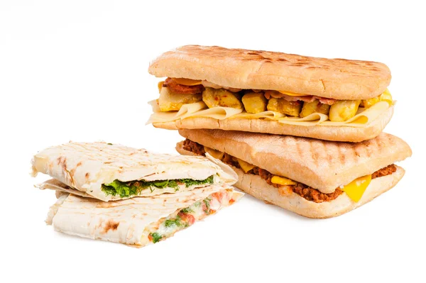 Pita sandwich and panini — Stock Photo, Image