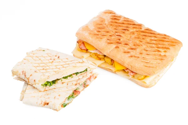 Pita sandwich and panini — Stock Photo, Image