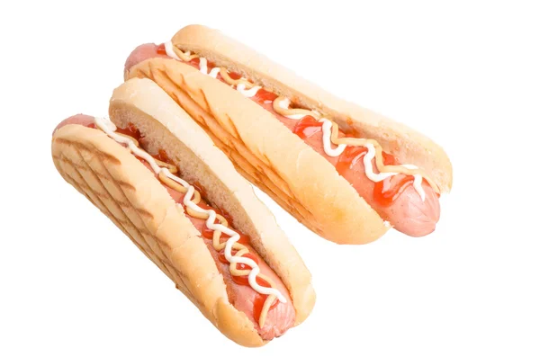 Hot dogi z musztardą i ketchupem — Zdjęcie stockowe