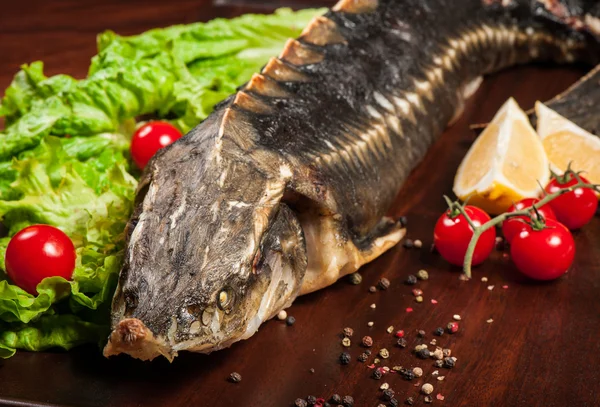 Roasted sturgeon with white wine — Stock Photo, Image