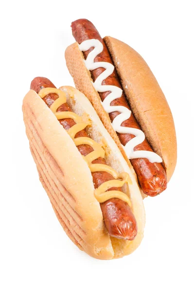 Hot-dogi z musztardą i majonezem — Zdjęcie stockowe