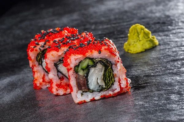 Rolls with red perch — Stock Photo, Image