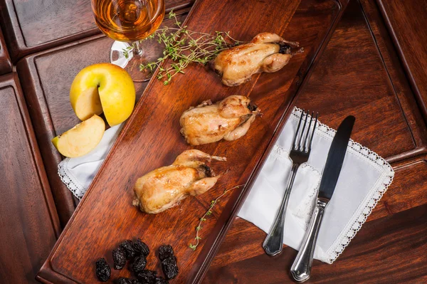 Three fried quails — Stock Photo, Image