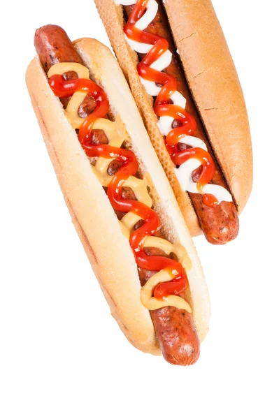 Hot dogi z musztardą i ketchupem — Zdjęcie stockowe