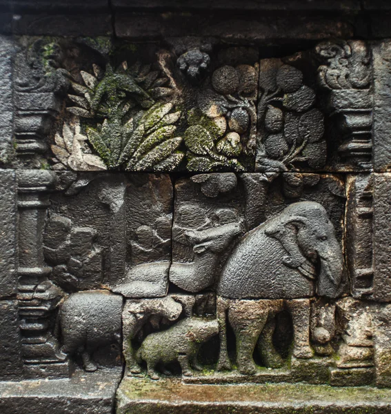 Bas-reliëf in borobudur — Stockfoto