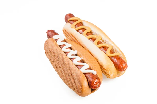 Hot dogs with mustard and mayonnaise — Stock Photo, Image