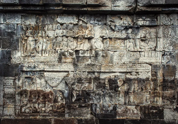 Basreliéf v borobudur — Stock fotografie