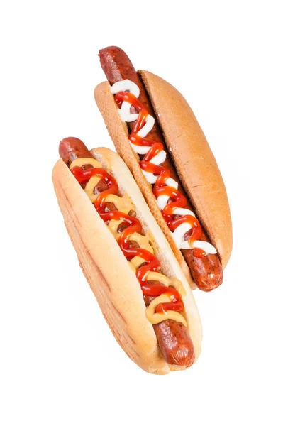 Hot Dogs mit Senf und Ketchup — Stockfoto
