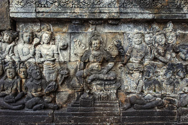 Basreliéf v borobudur — Stock fotografie