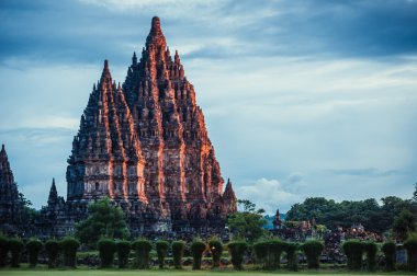 Prambanan Temple on sunset clipart