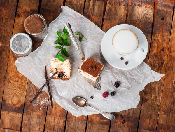 Tiramisu tårta med färsk mynta — Stockfoto