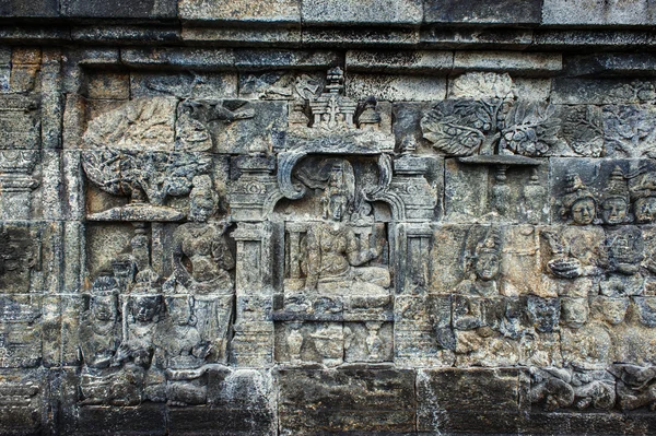 Basreliéf v borobudur — Stock fotografie