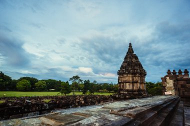 Prambanan Temple on sunset clipart