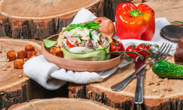 Salat unter Mayo-Dressing — Stockfoto