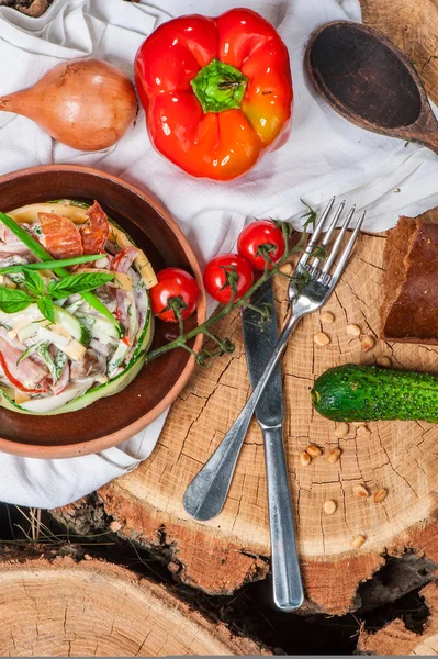 Salad under mayo dressing — Stock Photo, Image