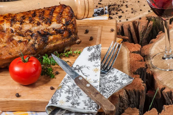 Grilled lamb on wooden board — Stock Photo, Image