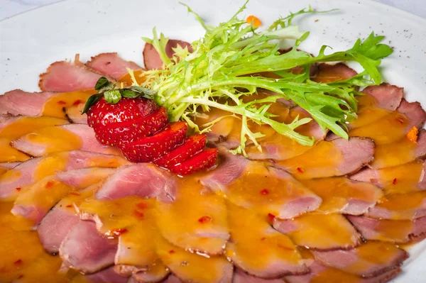 Carpaccio of duck breast — Stock Photo, Image