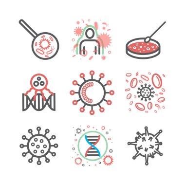 Virus line icons. Vector signs for web graphics